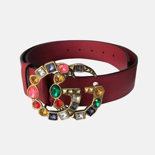 Gucci 2019 Ladies GG Cubic Buckle Leather Belt - 구… - 1