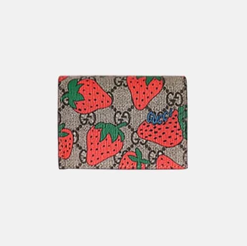Gucci 2019 Card Case With Strawberry Print 573839… - 1