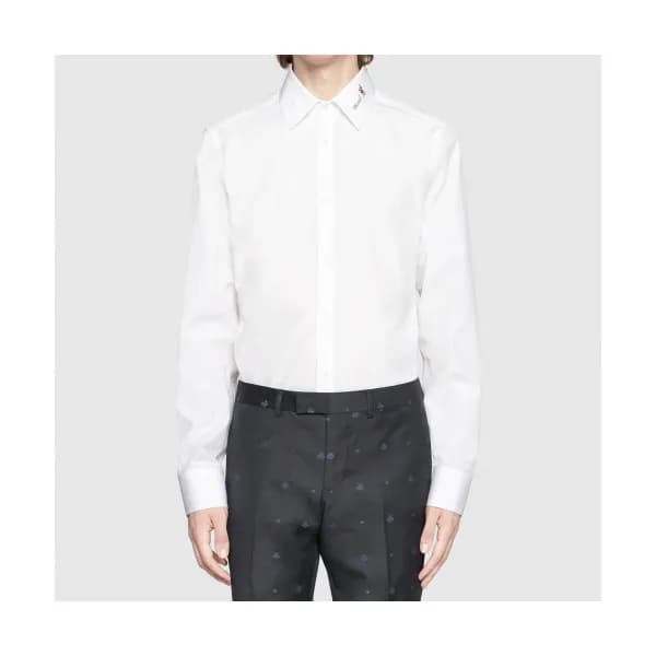 Gucci 2019 Mens Neck Logo Slim Fit Cotton shirt - … - 1