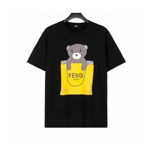 Fendi Mm/Wm Logo Casual Short Sleeved Tshirts Bla… - 1
