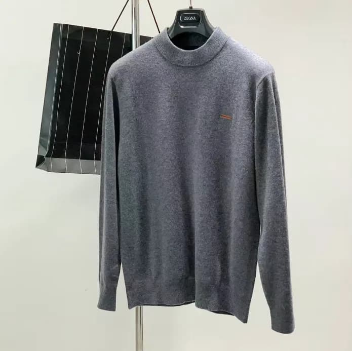 Zegna Mens Basic Crew-neck Wool Sweater Ivory - 제… - 1