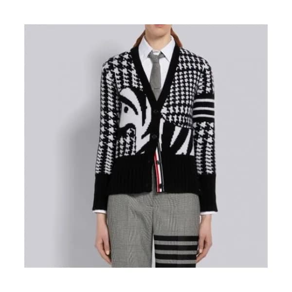 Thom Browne Mm/Wm Strap V-neck Cardigan Black - 톰… - 1