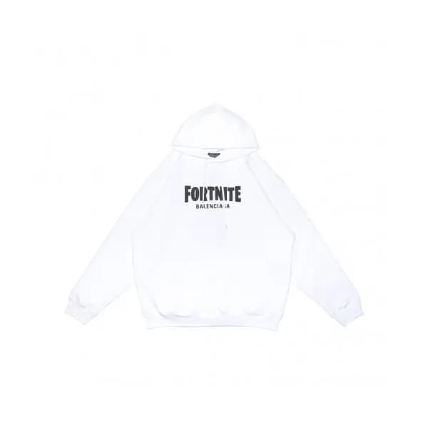 Balenciaga Unisex Logo Cotton Hoodie White - 발렌시아… - 1