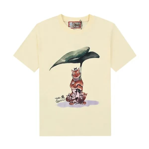 구찌 남자 크루넥 아이보리 반팔티 - Unisex Ivory Tshirts - guc045… - 1