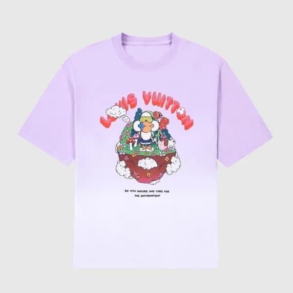 루이비통 남성 퍼플 크루넥 반팔티 - Mens Purple Tshirts - lou0418… - 1