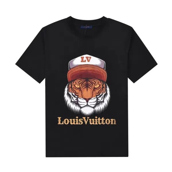 루이비통 남성 블랙 크루넥 반팔티 - Mens Black Tshirts - lou04199… - 1