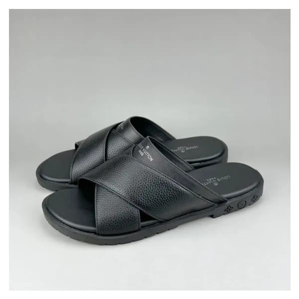 루이비통 남성 이니셜 블랙 슬리퍼 - Mens Black Slippers - lou0424… - 1
