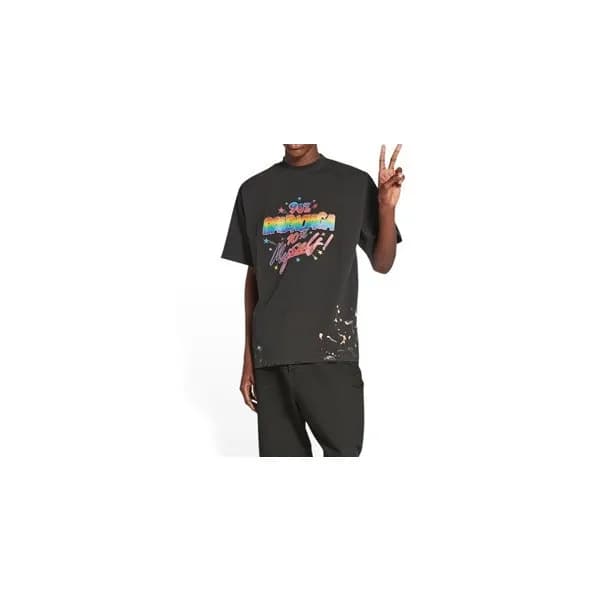 발렌시아가 남성 크루넥 블랙 반팔티 - Mens Black Tshirts - bal0168… - 1