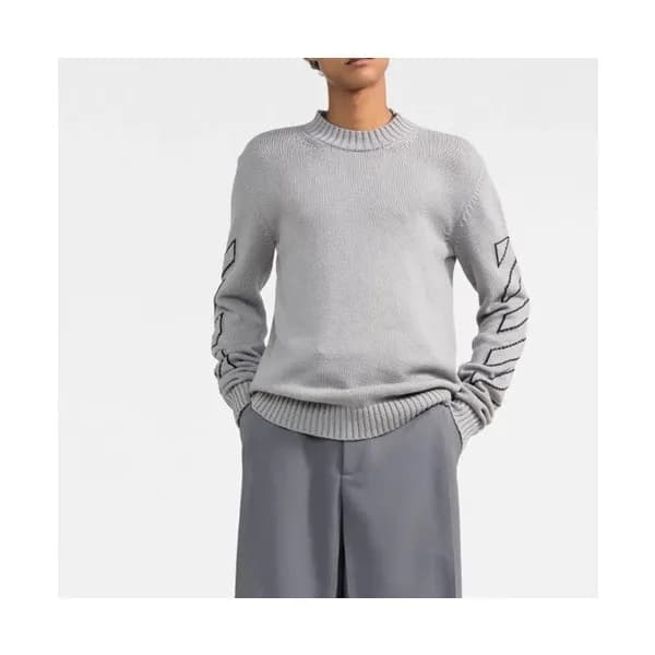 오프화이트 남성 그레이 크루넥 니트 - Off-white Mens Gray Knits - … - 1