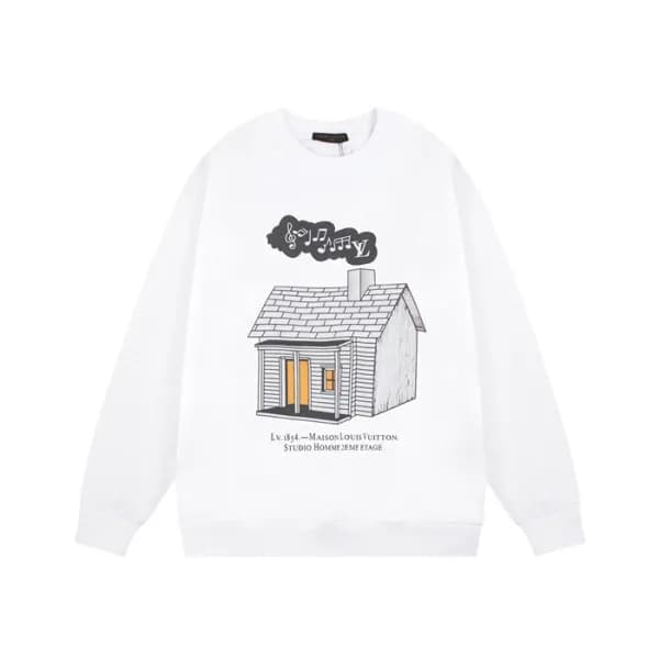 루이비통 남성 모던 화이트 맨투맨 - Louis vuitton Mens White Tshi… - 1