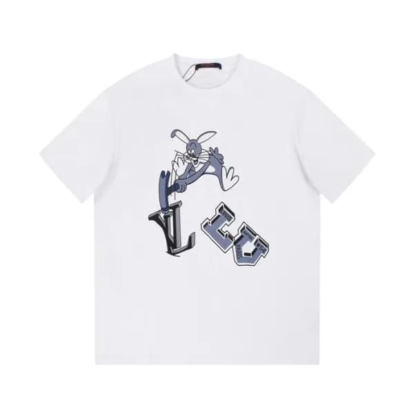 루이비통 남성 화이트 크루넥 반팔티 - Louis vuitton Mens White Tsh… - 1
