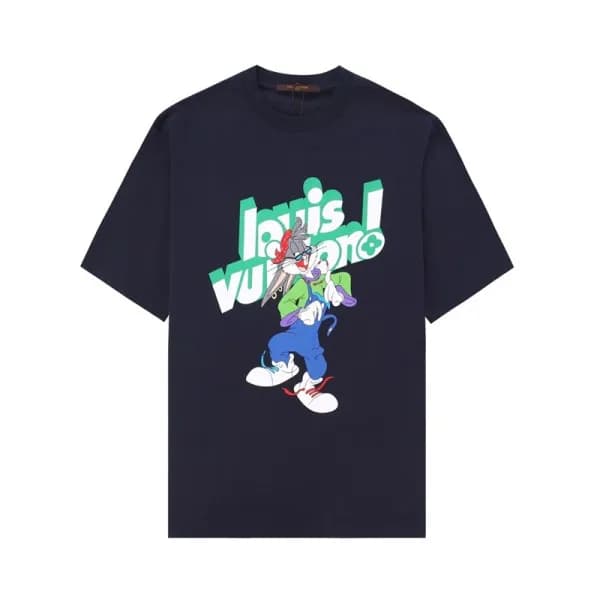 루이비통 남성 네이비 크루넥 반팔티 - Louis vuitton Mens Navy Shor… - 1