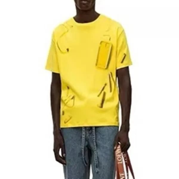 로에베 남/녀 이니셜 옐로우 반팔티 - Loewe Unisex Yellow Short sl… - 1
