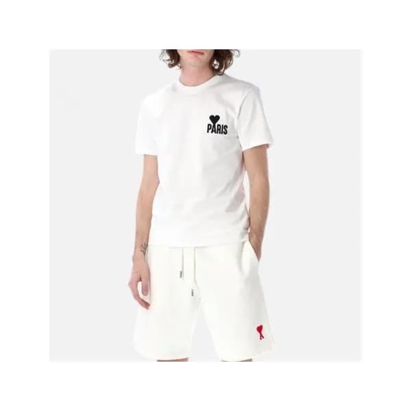 아미 남성 크루넥 화이트 반팔티 - Ami Mens White Tshirts - am04x - 1