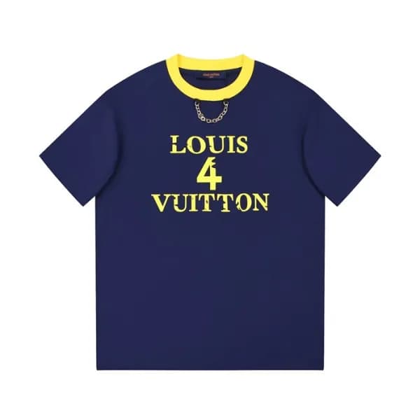 루이비통 남성 네이비 크루넥 반팔티 - Louis vuitton Mens Navy Shor… - 1