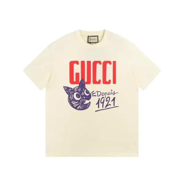 구찌 남/녀 아이보리 크루넥 반팔티 - Gucci Unisex Ivory Short sle… - 1