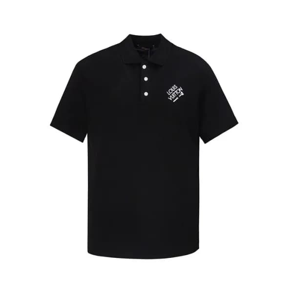 루이비통 남성 블랙 폴로 반팔티 - Louis vuitton Mens Black Short… - 1