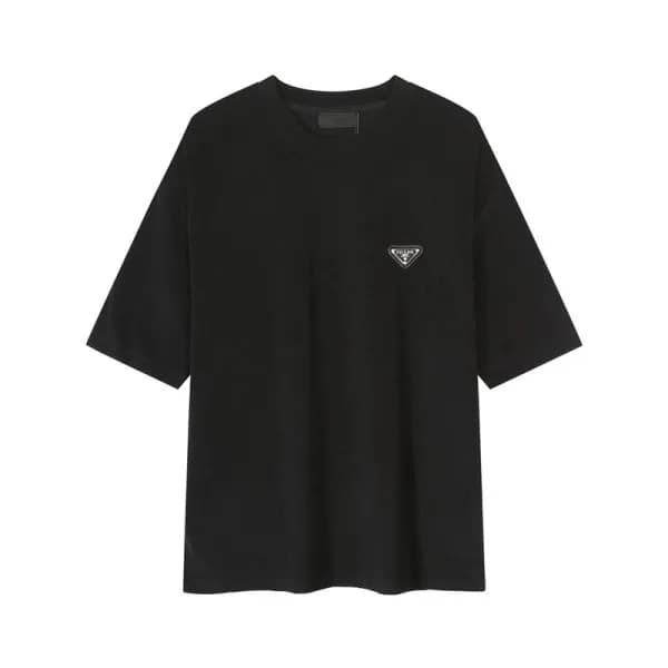 프라다 남성 블랙 크루넥 반팔티 - Prada Mens Black Short sleeved… - 1