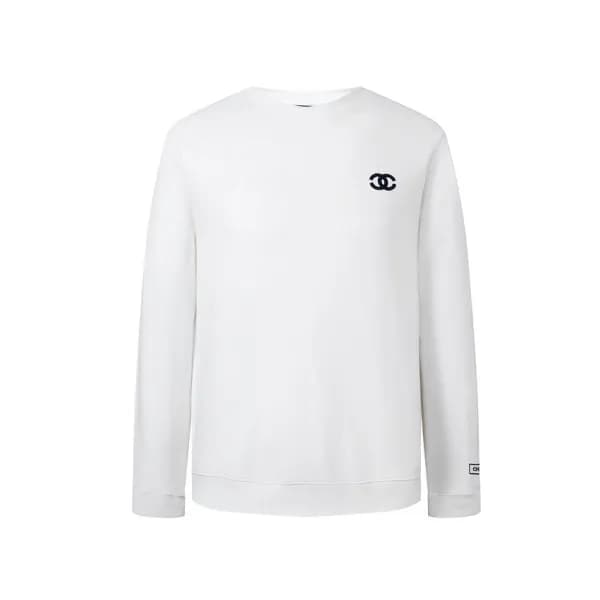 샤넬 남/녀 캐쥬얼 화이트 맨투맨 - Chanel Unisex White Tshirts -… - 1