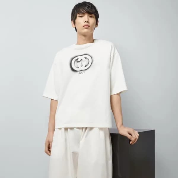 구찌 남성 아이보리 반팔티 - Gucci Mens Ivory Short sleeved Ts… - 1