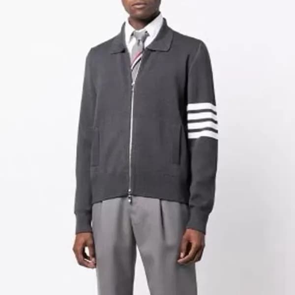 톰브라운 남성 그레이 집업 니트 - Thom Browne Mens Gray Knits - … - 1