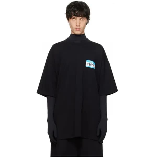 베트멍 남/녀 블랙 반팔 티셔츠 - Vetements Unisex Over Size Tsh… - 1