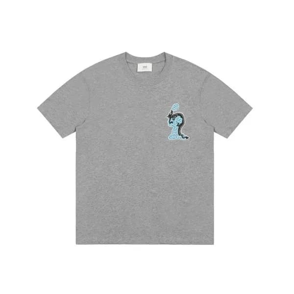 아미 남성 그레이 반팔 티셔츠 - Ami Mens Gray Tshirts - amc808x - 1