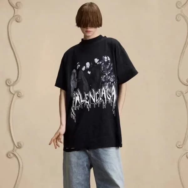 발렌시아가 남성 라운드 반팔 티셔츠 - Balenciaga Mens Round Tshirt… - 1