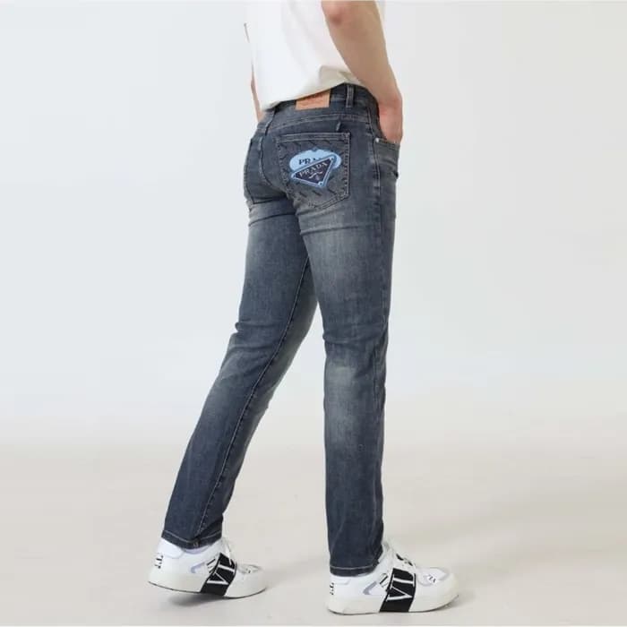 [당일배송] 프라다 남성 삼각로고 프린팅 스판 데님 팬츠 - dd716x - 1