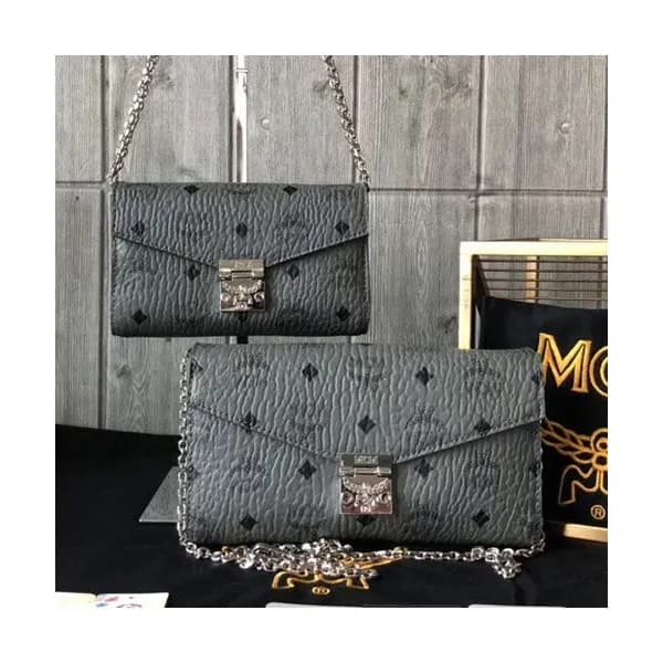MCM 2019 Millie Visetos Leather Chain Shoulder Cro… - 1