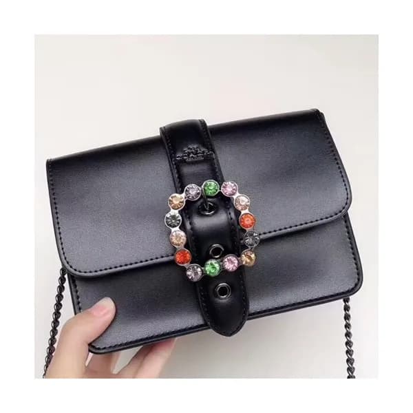 Coach Leather Chain Shoulder Bag,18cm - 코치 레더 체인 숄… - 1