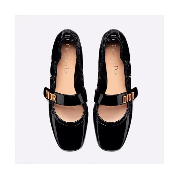 Miumiu 2019 Ladies Metal Logo Patent Ballet Shoes …