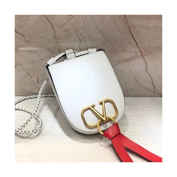 Valentino 2019 Garavani V-ring Leather Mini Shoudl… - 1