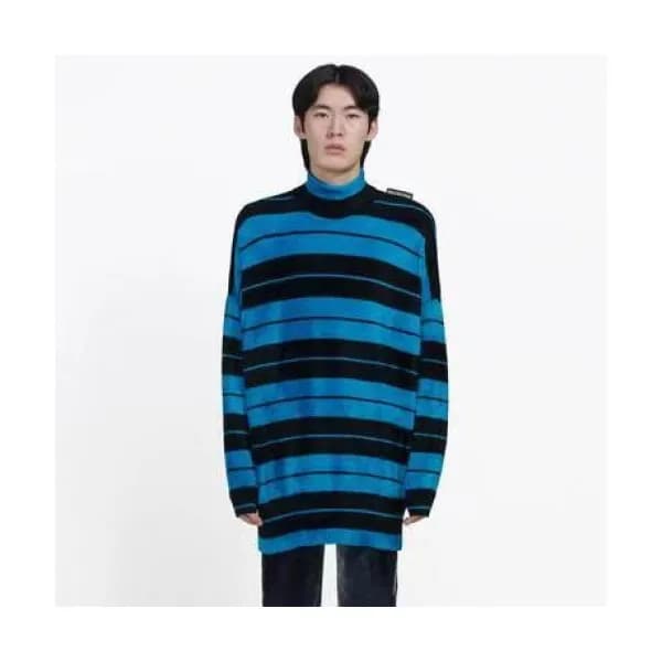 Balenciaga 2019 Mens Logo Casual Turtle-neck Wool … - 1