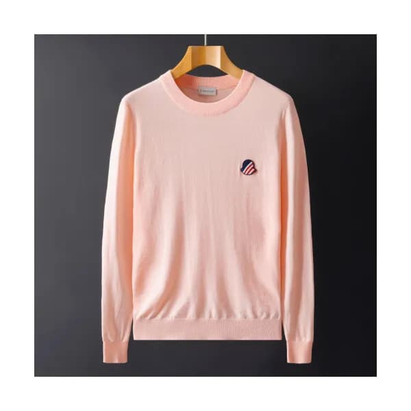 Moncler 2019 Mens Retro Logo Crew-neck Wool Sweate… - 1