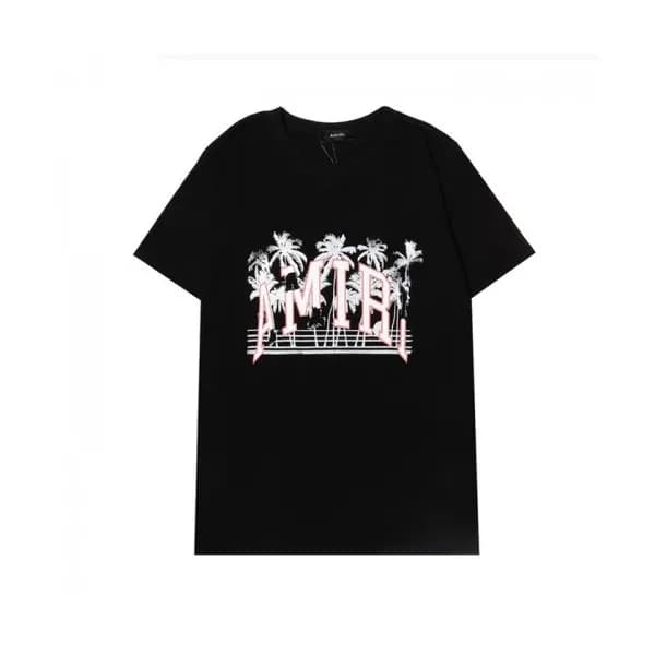 Amiri Mm/Wm Logo Cotton Short Sleeved Tshirts Bla… - 1