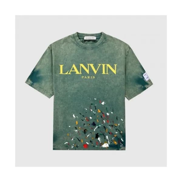 LANVIN Mens Tshirts Green - 랑방 2021 남성 로고 반팔티 - La… - 1