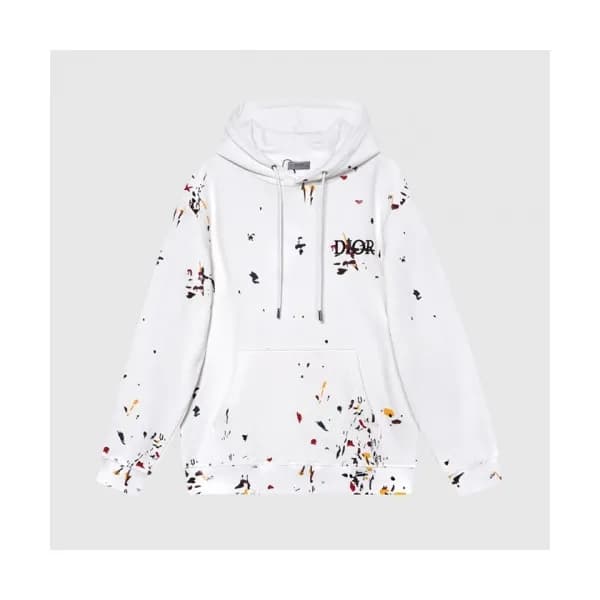 Dior Mm/Wm Logo Casual Cotton Hoodie White - 디올 … - 1