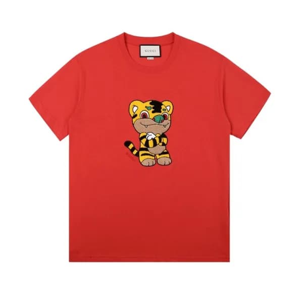 구찌 남/여 크루넥 레드 반팔티 - Unisex Red Tshirts - guc04596x - 1