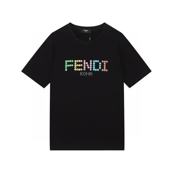 펜디 남/여 크루넥 블랙 반팔티 - Unisex Black Tshirts - fen0113… - 1