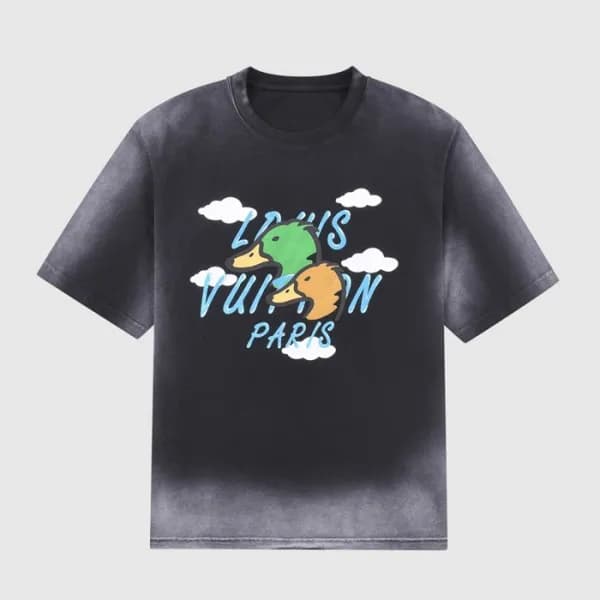 루이비통 남성 블랙 크루넥 반팔티 - Mens Black Tshirts - lou04117… - 1