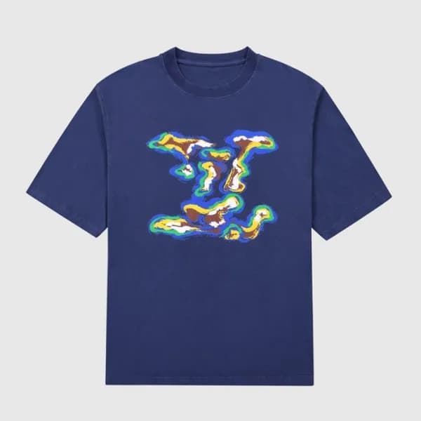 루이비통 남성 블루 크루넥 반팔티 - Mens Blue Tshirts - lou04337x - 1