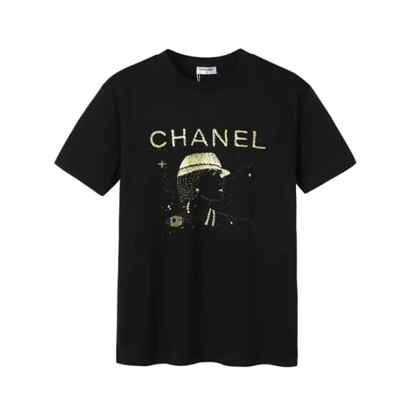 샤넬 남/녀 크루넥 블랙 반팔티 - Unisex Black Tshirts - chl0901… - 1