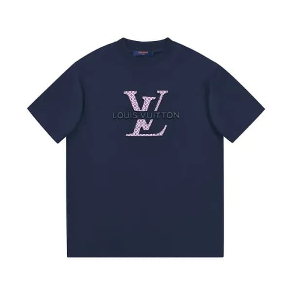 루이비통 남성 네이비 크루넥 반팔티 - Mens Navy Tshirts - lou05003… - 1