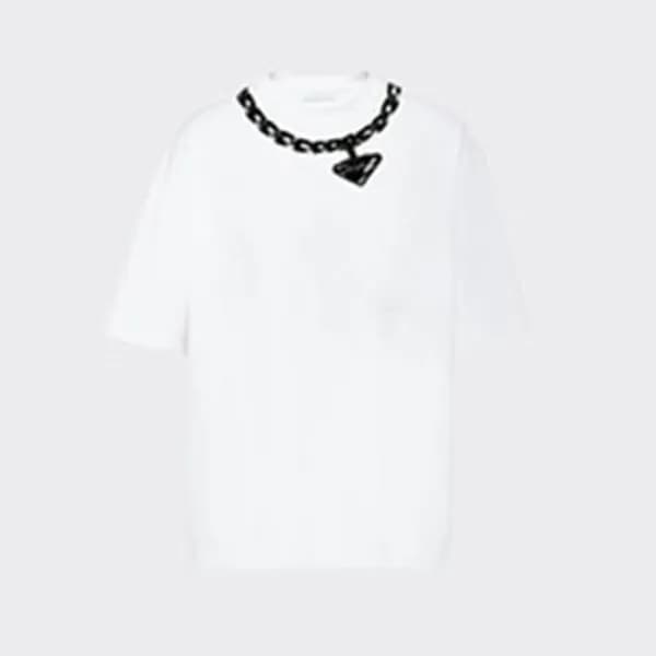 프라다 남성 크루넥 화이트 반팔티 - Mens White Tshirts - Pra02739… - 1