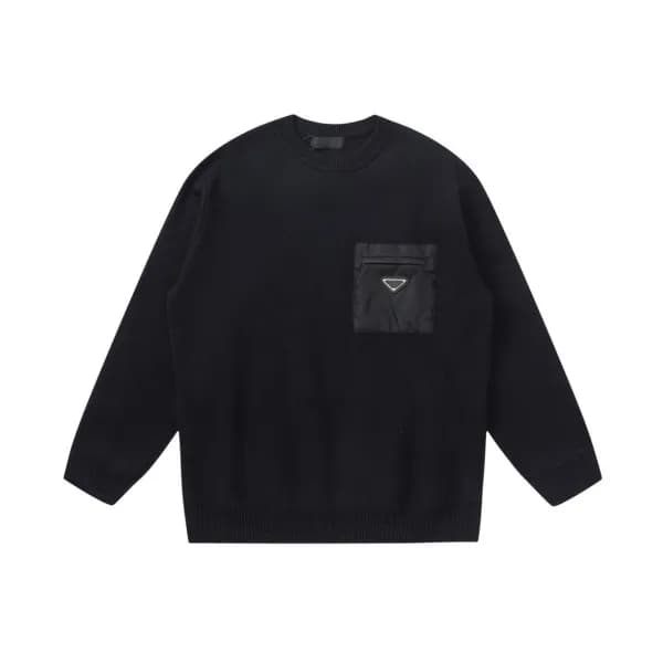 프라다 남성 블랙 크루넥 니트 - Prada Mens Black Knits - pra028… - 1
