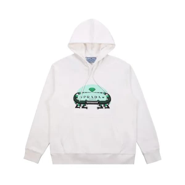 프라다 남성 캐쥬얼 화이트 후드티 - Prada Mens White Hoodie - pra… - 1