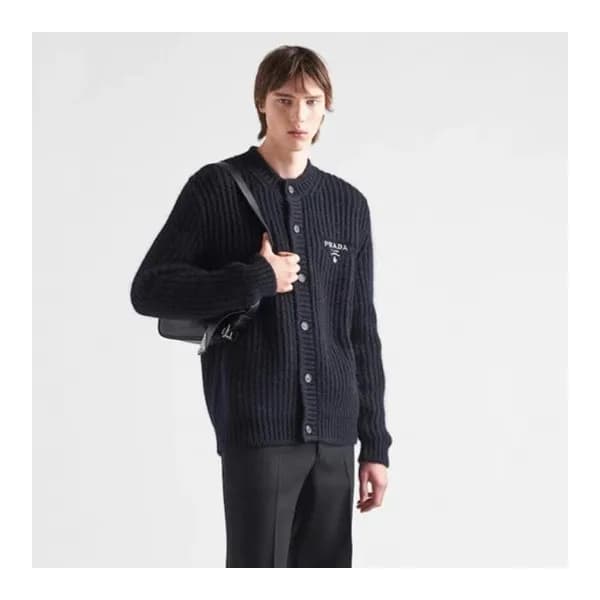 프라다 남성 블랙 브이넥 가디건 - Prada Mens Black Cardigan - pr… - 1