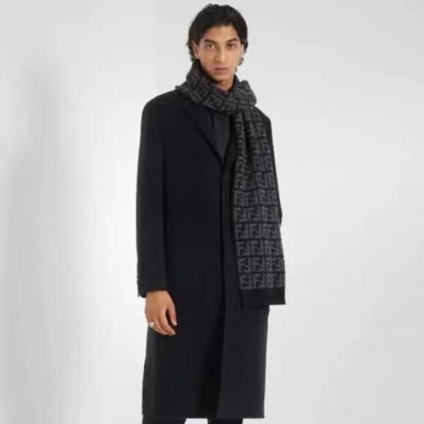 펜디 남/녀 블랙 머플러 - Fendi Unisex Black Muffler - fe15x - 1