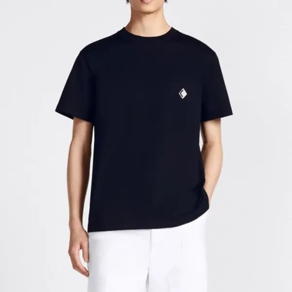 디올 남성 블랙 크루넥 반팔티 - Dior Mens Black Short sleeved T… - 1